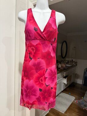 Faith Passion Hot Pink Fuchsia Floral Dress Women's Small Easter Bridal Shower